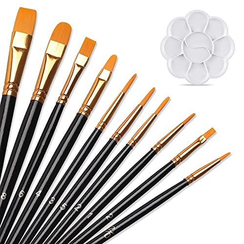 Pinselset Acrylfarben 10 Stück - funvce Acryl Pinsel mit Palette,Nylon Künstlerpinsel Set Malen für Körperbemalung,Aquarell,Ölgemälde,Gouache-Malerei,Anfänger, Kinde und Gemälde Liebhaber Pinselset Acrylfarben 10 Stück - funvce Acryl Pinsel mit Palette,Nylon Künstlerpinsel Set Malen für Körperbemalung,Aquarell,Ölgemälde,Gouache-Malerei,Anfänger, Kinde und Gemälde Liebhaber von funvce