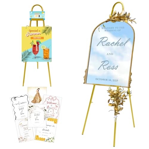 Goldener Staffelei-Ständer für Schilder, 106,7 cm – 144,8 cm höhenverstellbar, abschließbar in jeder Höhe, 4 Haken, 3 Anzeigemodi, Staffelei mit Design-Paket – ideal für Hochzeiten Goldener Staffelei-Ständer für Schilder, 106,7 cm – 144,8 cm höhenverstellbar, abschließbar in jeder Höhe, 4 Haken, 3 Anzeigemodi, Staffelei mit Design-Paket – ideal für Hochzeiten von furosa
