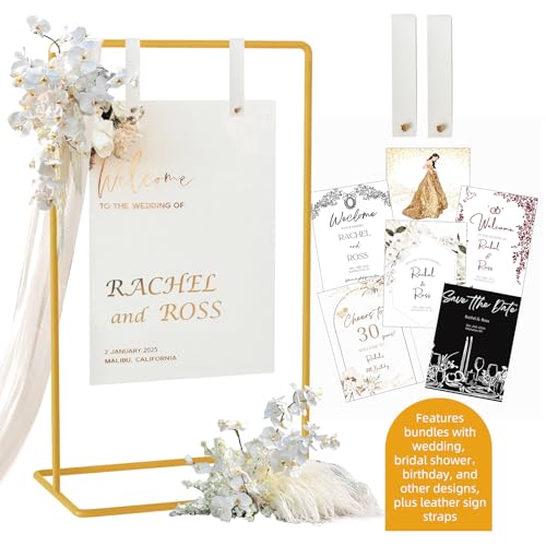 Hochzeitsschild-Halter, verstellbarer "Welcome to Our Wedding Sign Stand W/Design-Bundle & Lederschild-Hängeriemen", robuster Staffelei-Ständer für Schilder, Hochzeitssitzdiagrammständer, Staffelei Hochzeitsschild-Halter, verstellbarer "Welcome to Our Wedding Sign Stand W/Design-Bundle & Lederschild-Hängeriemen", robuster Staffelei-Ständer für Schilder, Hochzeitssitzdiagrammständer, Staffelei von furosa