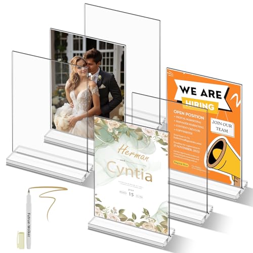 futrue-wolker Aufsteller A5,6 Stücke Acryl Tischständer a5 Flyerständer Preisschilder Prospektständer Tishaufsteller für Prospekte Menükarte Werbung Bilderrahmen (Transparent, A5-6 Stücke) von futrue-wolker
