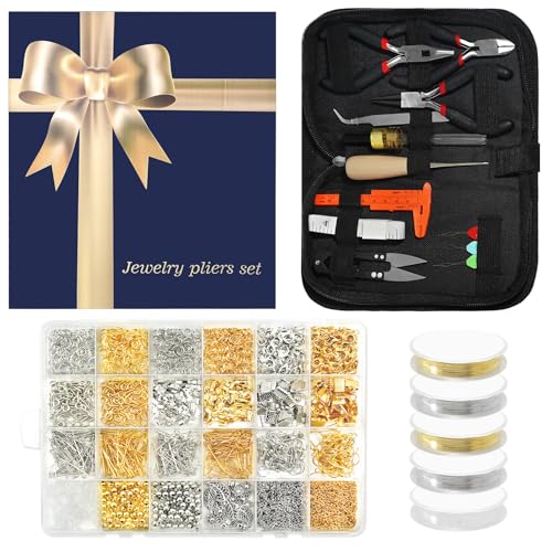 fuvooi Schmuckzangen-Set, Schmuckherstellungszubehör, Schmuckreparaturwerkzeuge für Ketten, Perlen, Draht, Ohrring-Anhänger, Halskette, Armband, Fundstücke und Bastelarbeiten von fuvooi