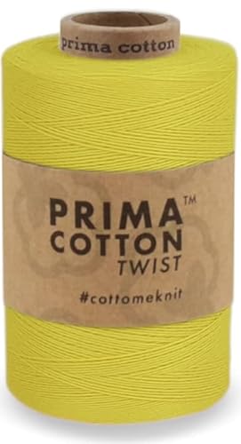 1000 Meter Baumwollgarn 0,8 mm von fuwi zum Stricken, Häkeln, Weben, Farbe: Zitrone von fuwi