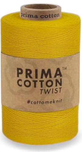 1000 Meter Baumwollgarn 0,8 mm von fuwi zum Stricken, Häkeln, Weben, Farbe: Gelb von fuwi