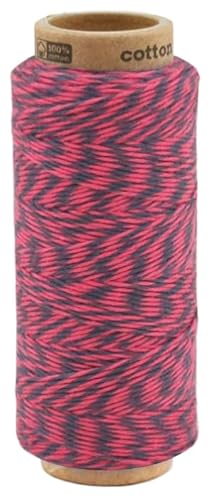 zweifarbige Baumwollkordel 1,0 mm, Makramee Garn, Kordel für DIY Handwerk, Schnur Baumwolle Bindfaden Bäckergarn Geschenkband (2003 - Bubblegum + Dunkelgrau) von fuwi