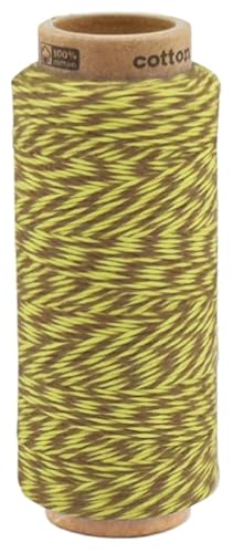 zweifarbige Baumwollkordel 1,0 mm, Makramee Garn, Kordel für DIY Handwerk, Schnur Baumwolle Bindfaden Bäckergarn Geschenkband (2010 - Hellbraun - Gelb) von fuwi