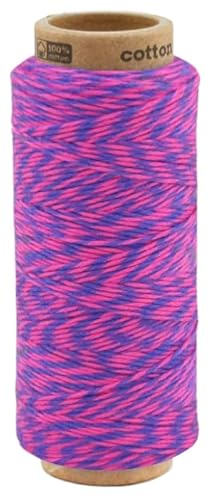 zweifarbige Baumwollkordel 1,0 mm, Makramee Garn, Kordel für DIY Handwerk, Schnur Baumwolle Bindfaden Bäckergarn Geschenkband (2012 - Blaue Liebe) von fuwi