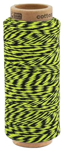 zweifarbige Baumwollkordel 1,0 mm, Makramee Garn, Kordel für DIY Handwerk, Schnur Baumwolle Bindfaden Bäckergarn Geschenkband (9005 - Schwarz + Grün) von fuwi