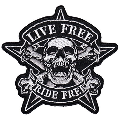 Live Free Ride Free Aufnäher Bügelbild Iron on Patches Applikation Biker Totenkopf Chopper von fvlmne