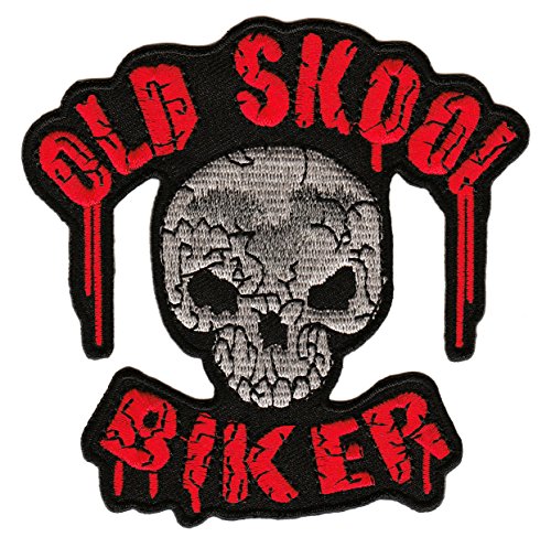 Old School Biker Aufnäher Bügelbild Aufbügler Iron on Patches Applikation Totenkopf Skull Tattoo Rock von fvlmne