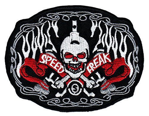 Speed Freak Biker Aufnäher Bügelbild Aufbügler Iron on Patches Applikation Totenkopf Skull Tattoo Rock von fvlmne
