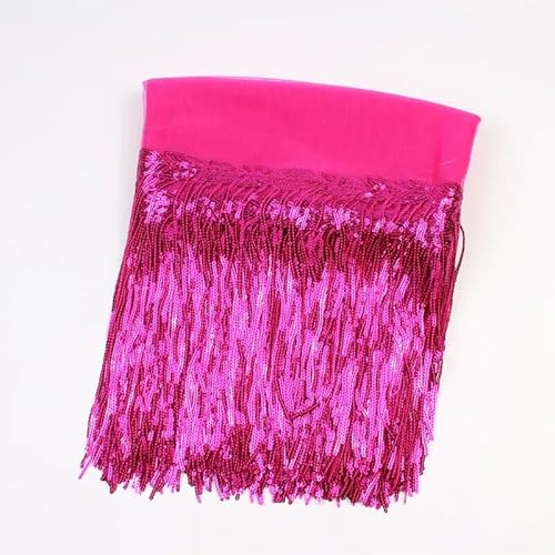 Spitzenbesatz, Spitzenband, Quaste, Quasten-Nähbesatz, 2 Yards, 30 cm, Besätze, Fransenquaste, Pailletten, Spitzenband, Nähkleidung, Zubehör, DIY, Hochzeitsparty, Kleiderstoff(Dark Rose Red,2 YARD30CM von fwqnvSI