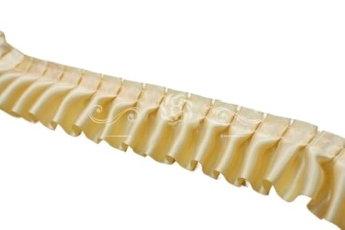 fwqnvSI Spitzenborte, Spitzenborte, plissierter Chiffon-Spitzenbesatz, 27,7 m/Los, geraffte Plissee-Satin-Spitze, 4 cm breit, Sänger-Schicht, Rüschenborte, glänzendes Nähen (Gold) von fwqnvSI