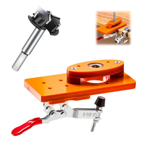 Scharnierlochöffner Set, Einspannbare Dicken von 10-20 mm, Schnelle Klemmung, Fest und Rutschfest, Scharnierlochöffner, Geeignet für Schränke, Kleiderschränke, Türen, Bücherregale (1) von gQsskli