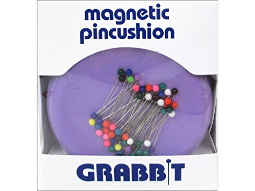 Grabbit Magnetisches Nähnadelkissen mit 50 Kunststoffkopfnadeln, Lavendel von gRabbit