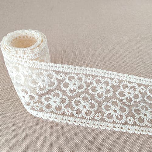 Spitzenband mit Stickerei, 2 m, für Bastelarbeiten, Nähen und Brautschmuck, Hochzeit, gewellte Dekorationen (6,5 cm) von gadenfer