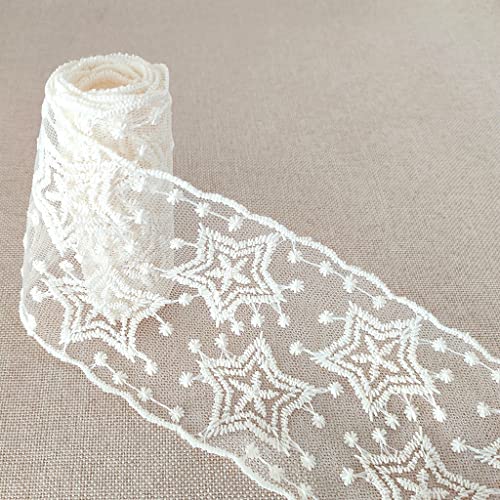 Spitzenband mit Stickerei, 2 m, für Bastelarbeiten, Nähen und Brautschmuck, Hochzeit, gewellte Dekorationen (7,8 cm) von gadenfer
