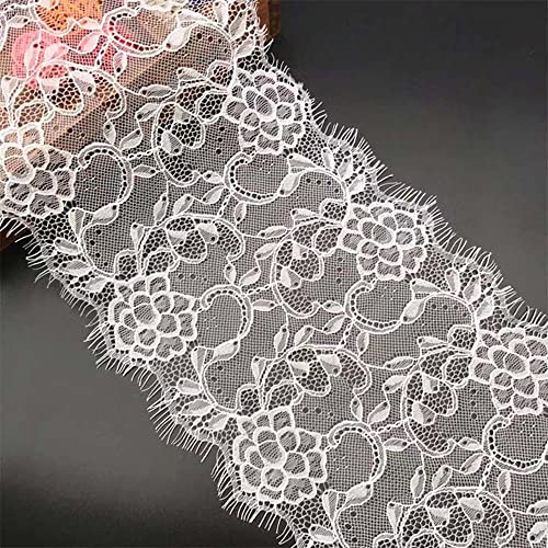 Spitzenband, 3 m, Spitzenborte, bestickte Applikation, Tüll, Spitzeneinfassung, Stoff zum Basteln, Nähen, Geschenkverpackungen und Brauthochzeitsdekorationen (18 cm, weiß) von gadenfer