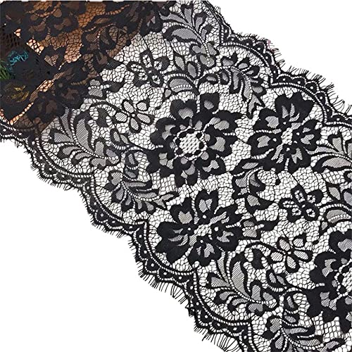 Spitzenband, 3 m, bestickte Applikation, Tüll, Spitzeneinfassung, Stoff zum Basteln, Nähen, Geschenkverpackungen und Brauthochzeitsdekorationen (28 cm, schwarz) von gadenfer
