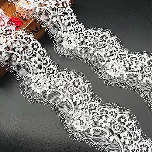 Spitzenband, 3 m, Spitzenborte, bestickte Applikation, Tüll, Spitzeneinfassung, Stoff zum Basteln, Nähen, Geschenkverpackungen und Brauthochzeitsdekorationen (8,5 cm, weiß) von gadenfer