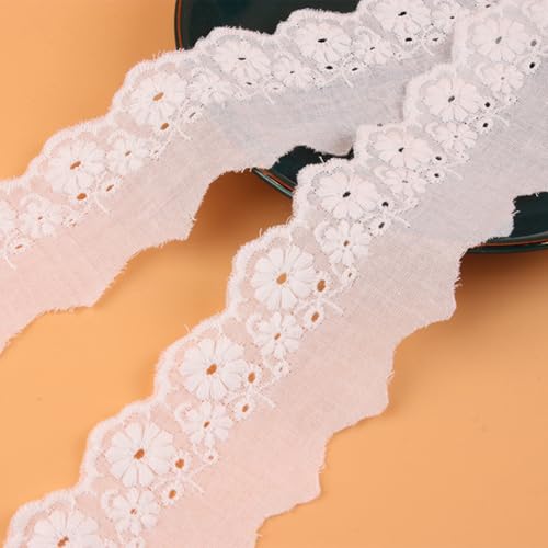 Spitzenbesatz, 4,5 m, weiß, gewellt, Rüschen, Spitzenbesatz, gewellter Stoff zum Nähen, Kleidung, Taschen, Puppen, Haustiere (weiß, 4,4 cm) von gadenfer