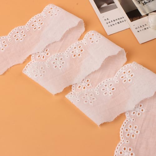 Spitzenbesatz, 4,5 m, weiß, gewellt, Rüschen, Spitzenbesatz, gewellter Stoff zum Nähen, Kleidung, Taschen, Puppen, Haustiere (weiß, 4,8 cm) von gadenfer