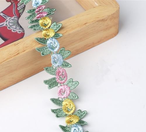 Spitzenborte mit Blumen, 4,5 yard, Stickerei, Spitzenband, bestickte Applikation, Nähen, Basteln, Hochzeit, Brautkleid, Dekoration (bunt) von gadenfer