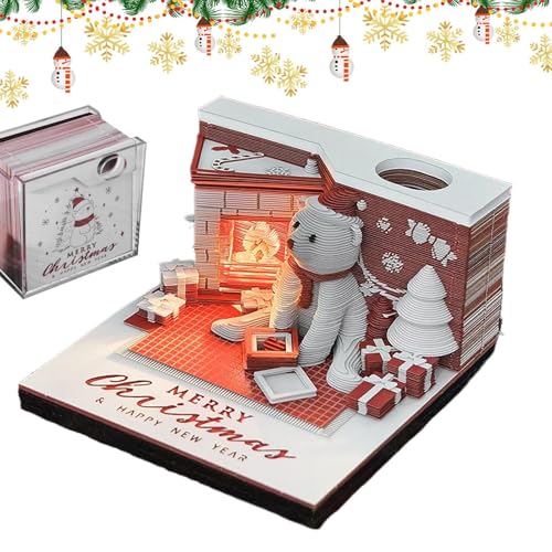 gafdu Kalender 2026 - Weihnachtsbär 3D Notizblock 2026 | Schreibtischzubehör Notizblock Deko für Lehrer Schüler Klassenzimmer Geburtstagsfeier Zuhause Familie Schulplanung von gafdu