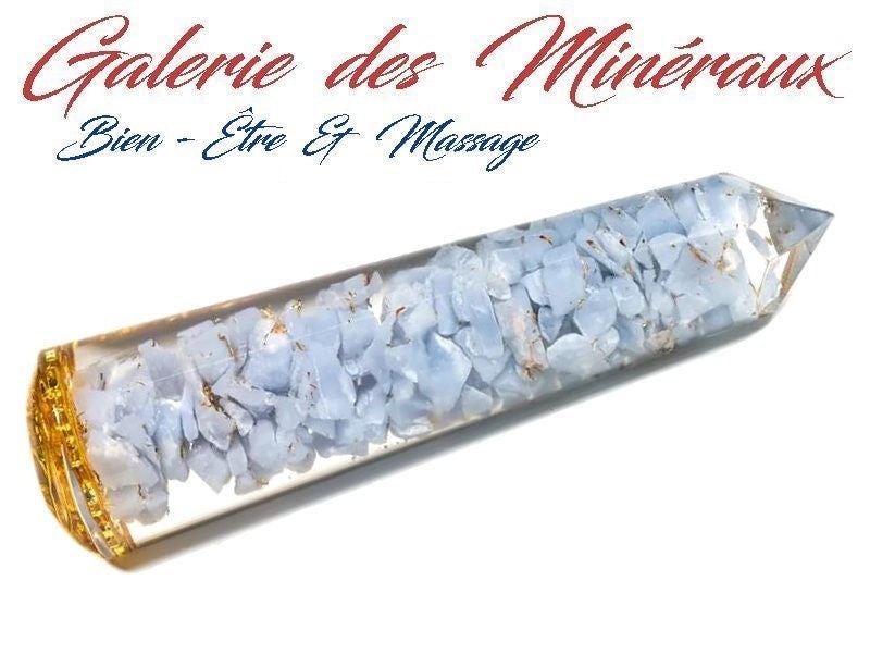 Angelite-Orgonit-Massagestab Mit Lithotherapie-Wellness-Entspannungsbehandlung Angelite-Orgonit-Massagestab Mit Lithotherapie-Wellness-Entspannungsbehandlung von galeriedesmineraux