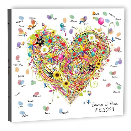 galleryy.net Fingerabdruck-Leinwand Hochzeit Leinwand 60x60 cm - Individuell mit Namen & Datum - INKL. Zubehör-set mit Stempelkissen, Stift und Hochzeitsbuch - Motiv - Wildes Herz galleryy.net Fingerabdruck-Leinwand Hochzeit Leinwand 60x60 cm - Individuell mit Namen & Datum - INKL. Zubehör-set mit Stempelkissen, Stift und Hochzeitsbuch - Motiv - Wildes Herz von galleryy.net