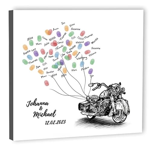 galleryy.net Fingerabdruck-Leinwand Hochzeit Leinwand 60x60 cm - Individuell mit Namen & Datum - INKL. Zubehör-set mit Stempelkissen, Stift und Hochzeitsbuch - Motiv - Motorrad SW galleryy.net Fingerabdruck-Leinwand Hochzeit Leinwand 60x60 cm - Individuell mit Namen & Datum - INKL. Zubehör-set mit Stempelkissen, Stift und Hochzeitsbuch - Motiv - Motorrad SW von galleryy.net
