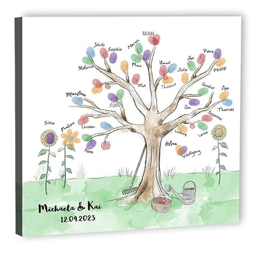 galleryy.net Fingerabdruck-Leinwand Hochzeit Leinwand 80x80 cm - Individuell mit Namen & Datum - INKL. Zubehör-set mit Stempelkissen, Stift und Hochzeitsbuch - Motiv - Baum Garten galleryy.net Fingerabdruck-Leinwand Hochzeit Leinwand 80x80 cm - Individuell mit Namen & Datum - INKL. Zubehör-set mit Stempelkissen, Stift und Hochzeitsbuch - Motiv - Baum Garten von galleryy.net