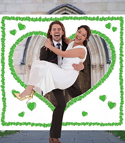 galleryy.net Hochzeitsherz zum Ausschneiden Just Married | grün mit weißem Herz & Schlaufen INKL 2 Scheren von galleryy.net