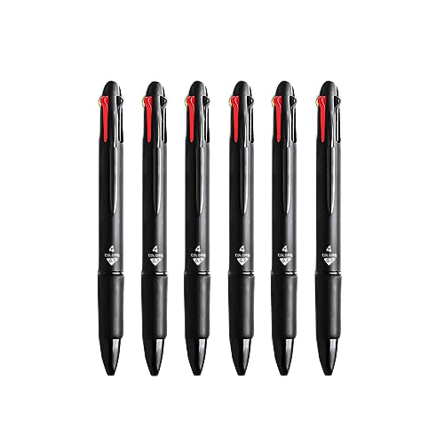 gaozxfdc Stilvoll Vierfarbiger Push-up-Kugelschreiber, mehrfarbiger Mehrzweck-Kugelschreiber zum Notieren (6er-Pack) Langlebig von gaozxfdc