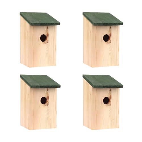 Garden Mile® Traditionelles Vogelhaus aus Holz, schwarzes Holzdach, Nistkasten für Wildvögel, für Garten, Terrasse, Vogelpflegezubehör, Gartendekoration (4 x Traditioneller Vogelnistkasten aus Holz) von garden mile