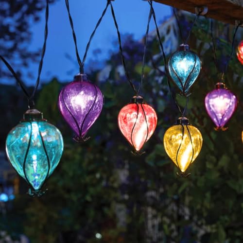Garden Mile Regenbogen-Ballon-Solar-Lichterkette für den Außenbereich, Gartenlichter, solarbetrieben, wasserdicht, 4,7 m, solarbetrieben, mehrfarbig, Ballon-Lichterkette mit 10 LEDs für Terrasse von garden mile