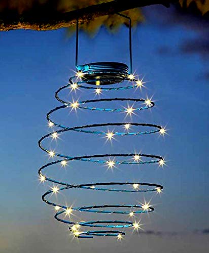 Garden Mile Solarbetriebene warmweiße Kupfer-LED-Spirale Hängeleuchten Garten Außenbeleuchtung (Spirallicht x 4) (warmweißes Spirallicht) von garden mile