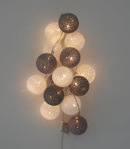 LED Textilkugel Lichterkette mit 15 LED, Batteriebetrieb, Farbe grau/weiss, für innen, Batteriebetrieb LED Textilkugel Lichterkette mit 15 LED, Batteriebetrieb, Farbe grau/weiss, für innen, Batteriebetrieb von gartenmoebel-einkauf