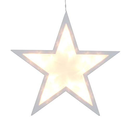 gartenmoebel-einkauf Fensterbild Stern weiss, mit 20 LED warmweiss, zum Aufhängen. Durchmesser 25cm. von gartenmoebel-einkauf