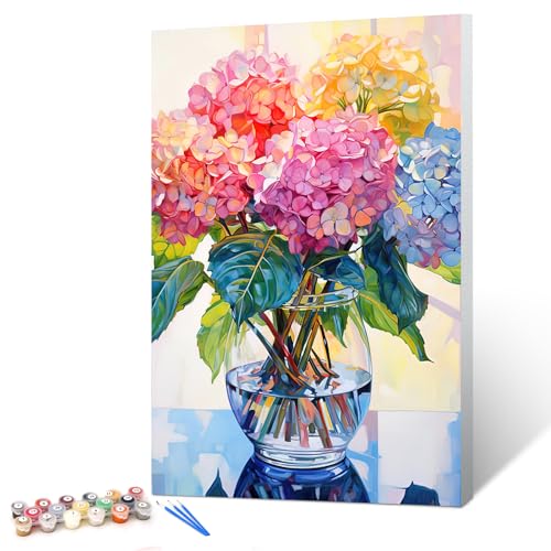 gelrovaled Malen Nach Zahlen Erwachsene, Handgemalt Ölgemälde Kit für Anfänger und Erwachsene Mit 3-Pinseln und Acrylfarbe, 20X30CM, mit Rahmen (flower02) von gelrovaled