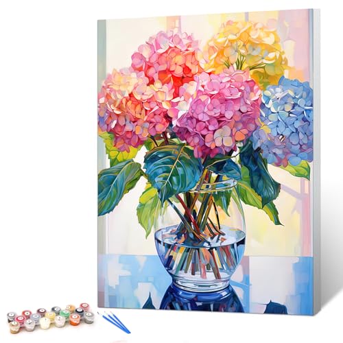 gelrovaled Malen Nach Zahlen Erwachsene, Handgemalt Ölgemälde Kit für Anfänger und Erwachsene Mit 3-Pinseln und Acrylfarbe, 30X40CM, mit Rahmen, Flower 02 von gelrovaled