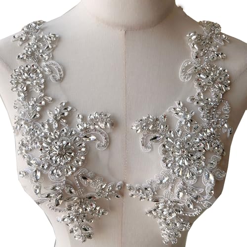 Glitzernde Kristall-Applikation, klarer Strass-Aufnäher, dekorative Verzierung für Hochzeitskleid, Abendkleid von gelvs