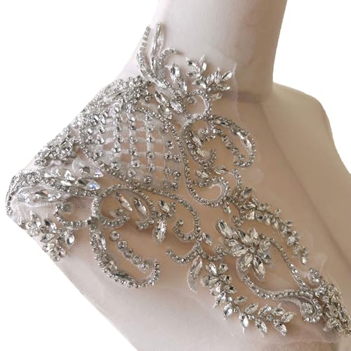 Strass Applikation Patch mit Stickerei Details Nähen Motiv für Party Ballkleid von gelvs