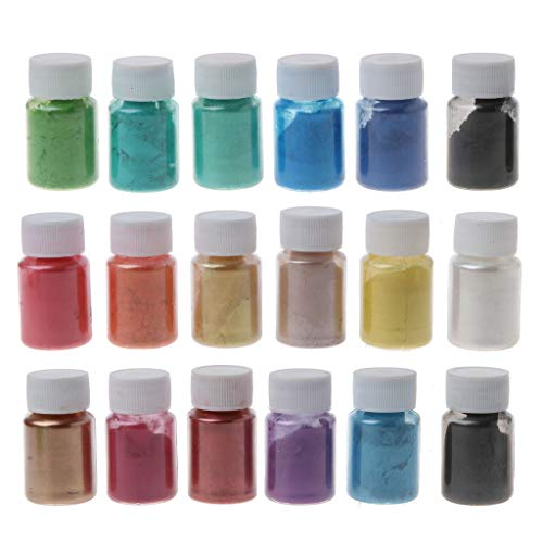 geneic 18 Farben Kosmetik-Qualität Perlglanz-Mica Pulver Seife Make-up Kunst Farbstoff Epoxidharz Farbstoff Perlen Pigment Schmuckherstellung 10 g von geneic