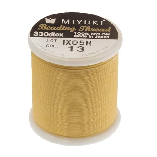 1 STK Miyuki Perlen Nylon vorgewacheter Faden, gelb (Col.13), ca. 0,20 mm / 50 m - Größe B (Miyuki Beading Nylon pre-Waxed Thread, Yellow (col.13), Approx 0.20 mm / 50 m - Size B) von generic