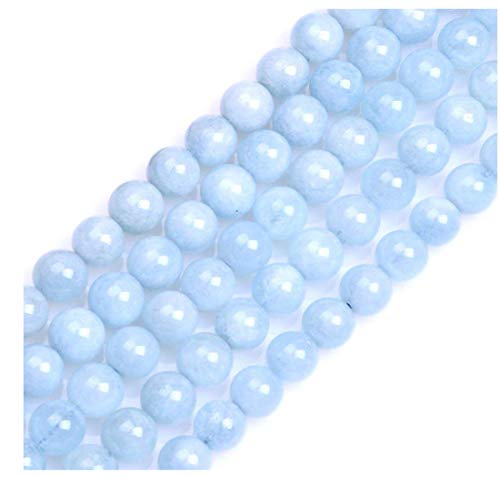 1 Strang natürlicher Aquamarin-Kristall, blauer Quarz, Heilstein, 4 mm (0,16 Zoll), kleine runde Perlen, Edelstein-Abstandshalter (89–94 Stück) zur Schmuckherstellung, 6541-4 von generic