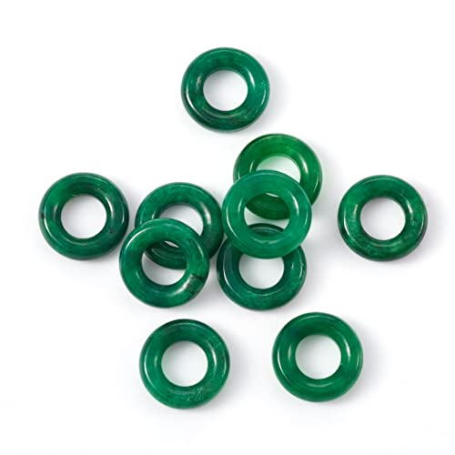 10 Stück 12 mm Myanmar Jade Donuts - 6 mm Loch Hohlanhänger, Heilchakra Geburtsstein Perlen von generic