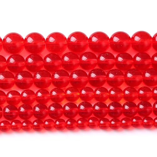 10 mm, 37 Stück, granatrote Glaskristallperlen, Natursteinperlen zur Schmuckherstellung, Kristall, DIY-Armband, Halskettenzubehör (rotes Glas, 10 mm) von generic
