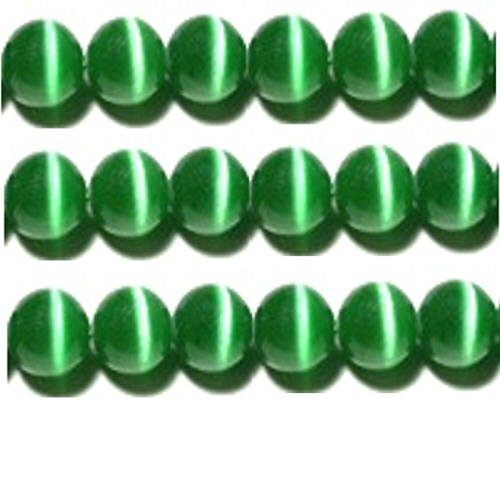 10 mm, 8 mm und 6 mm Katzenaugen-Perlenstränge, Glasfaser der Güteklasse A, 32 Farben zur Auswahl (8 mm, Grün) von generic