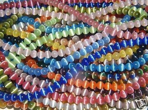 10 mm, 8 mm und 6 mm Katzenaugen-Perlenstränge, Glasfaser der Güteklasse A, 32 Farben zur Auswahl (8 mm, ein Strang jeder Farbe (32)) von generic