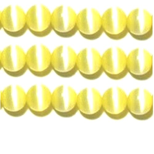 10 mm, 8 mm und 6 mm Katzenaugen-Perlenstränge, Glasfaser der Güteklasse A, 32 Farben zur Auswahl (alle 3 Größen – 10 mm, 8 mm, 6 mm, Gelb) von generic